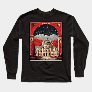 Edirne Turkey Starry Night Vintage Retro Travel Tourism Long Sleeve T-Shirt